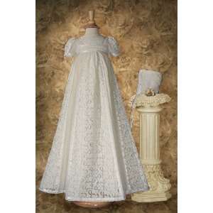  short sleeve cotton bubble gauze christening gown with 