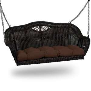   Black Wicker Swing with Solid Chocolate Cushion: Patio, Lawn & Garden