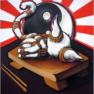 Sushi Table in the House of the Rising Sun Aka Sushi Cat Metal Print 