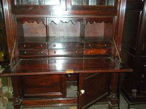 Great Rosewood British Colonial Cabinet With Pull Down Desk c.1920s 
