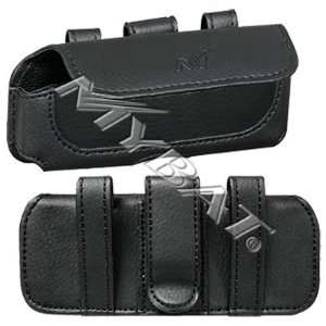  Premium Business Black Leather Horizontal Pouch Carry Case 