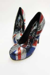 Iron Fist Jacked Up British Flag Platform Heel Shoe Size   7  