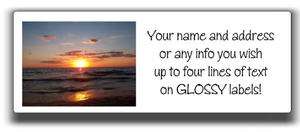 Beautiful Beach Sunset Lake Michgan Address Labels GLOSSY FREE SHIP 