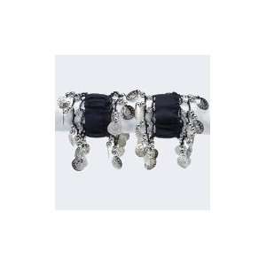  Black belly dance arm cuffs silver coins: Everything Else