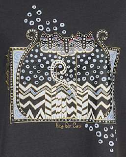 LAUREL BURCH T Shirt L/S Polka Dot Cats Gray Cat NWT  