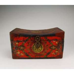 Tibetan Wooden Casket Painted with traditional tibetan motif, Chinese 