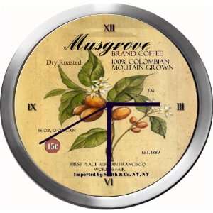  MUSGROVE 14 Inch Coffee Metal Clock Quartz Movement 