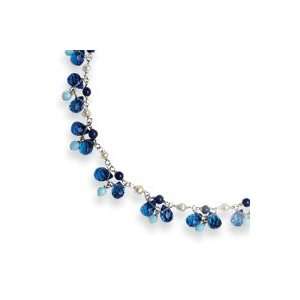  Blue Crystal Lapis Dyed Howlite Pearl Necklace   16 Inch 