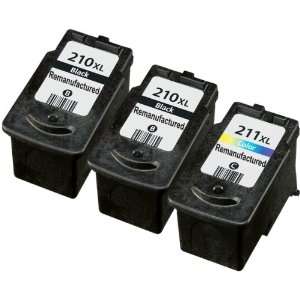  Canon PG 210 XL CL 211 XL (2 Blk 1 Clr) Remanufactured Ink 