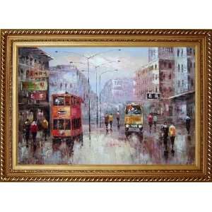  Wet Hong kong Street Oil Painting, with Exquisite Dark 