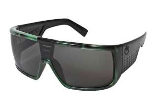 Authentic DRAGON DOMO Sunglasses Jet Black Green Stripe w/Grey Lens 
