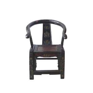   : Chinese Black Rustic Lacquer Floral Armchair As1714: Home & Kitchen