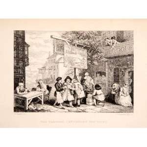 1848 Etching British Election Campaign Canvassing Voters London Street 