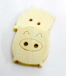25 CUTE CHUBBY PIG CRAFT WOOD 2 HOLE SEW ON BUTTON C111  