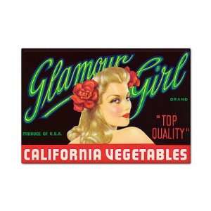   Girl California Vegetables Label Art Fridge Magnet