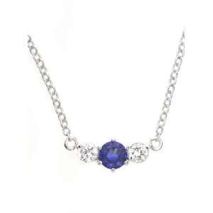  Icz Stonez Sterling Silver Clear and Blue CZ Necklace 