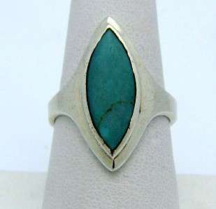 Estate Sterling Silver Marquise Turquoise Ring 8  