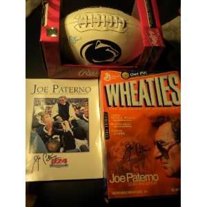  Joe Paterno Joepa Signed Autographed Football and Wheaties 