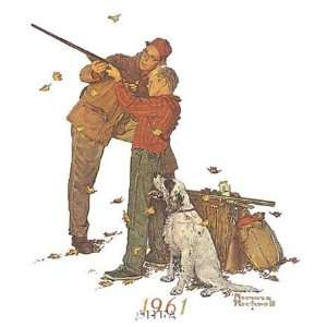  Careful Aim Finest LAMINATED Print Norman Rockwell 9x11 