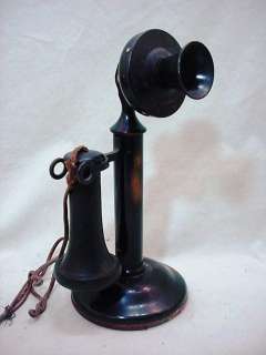 ANTIQUE CANDLESTICK TELEPHONE BRASS AMERICAN AT&T  