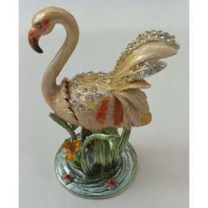    Bejeweled Flamingo Statue Trinket Jewelry Box: Home & Kitchen