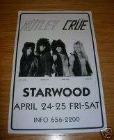 Motley Crue Starwood 1st Show Concert Poster Copy  