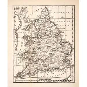 1878 Wood Engraved Map England Wales United Kingdom Scotland Ireland 
