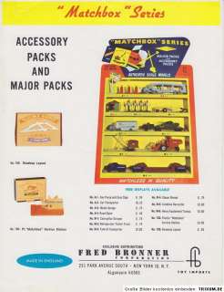 very rare Matchbox/Lesney/Bronner Dealer catalog 1960  
