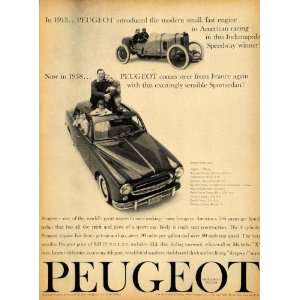 1958 Ad Peugeot Sportsedan Antique Indianapolis Racing 