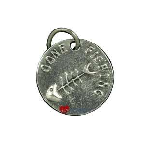  Cat Pet Tag Pewter Gone Fishing Patio, Lawn & Garden