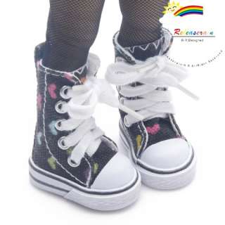 Knee Hi Canvas Sneakers Boots Shoes Rainbow Heart for Yo SD Dollfie/12 