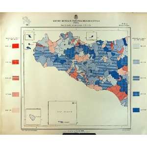  1933 Map Italy Statistics Marriage Catania Palermo