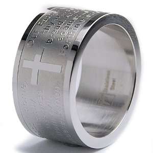  12MM Lords Prayer Stainless Steel Ring Size 11: Jewelry