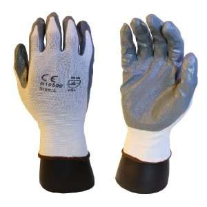   60 Pairs Grey Palm Nitrile Coated 7 Gloves   Size S: Office Products