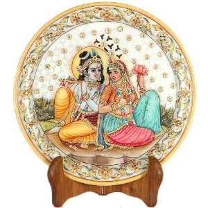  Krishna Fluting for Radha (With Lattice)   Water Color 