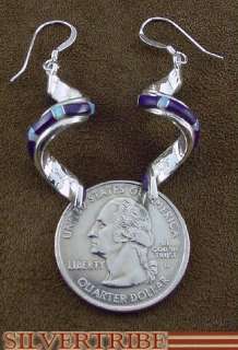 Sugilite & Created Opal Inlay Silver Hook Earrings  