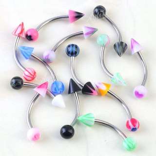 20pcs MIX UV Spike Ball Stud Eyebrow Ring Piercing Curved Barbell Bars 