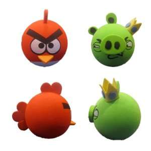   Red Bird & Green King Pig Antenna Topper Ball Set 