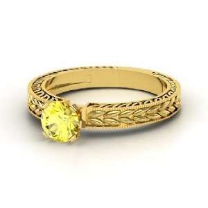  Charlotte Ring, Round Yellow Sapphire 14K Yellow Gold Ring 