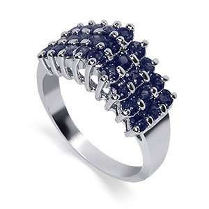   Blue Sapphire Gemstone Polished Finished Band Ring Size 5.5: Jewelry