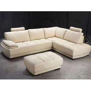  Tosh Furniture Asti Beige Leather Sectional Sofa and 