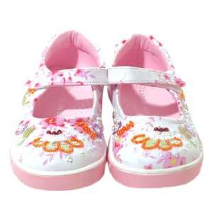   Laura Ashley Toddler Girls White Floral Beaded Sequin Shoes 7 2: Baby