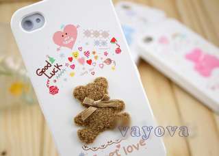 Good Luck Brown Bear Cute Hard Skin Case for Apple iPhone 4G 4S 4th 
