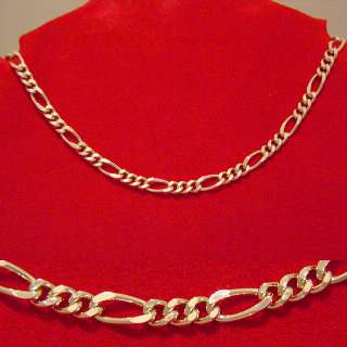   GOLD GP 6mm FAT FIGARO 24 CHAIN NECKLACE FAST FREE SHIP #220  