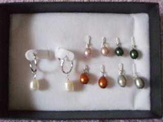 New Boxed Set Hoop Earrings with 5 Interchangeable Imitation Pearl 