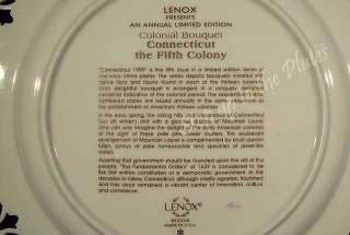 Lenox Colonial Bouquet Plate Connecticut 1999 5th MIB  
