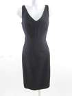 CHARLES CHANG LIMA Black Pinstripe Leather Trim Sleeveless Dress Sz 6 
