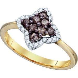   GOLD 0.34CTW CHOCOLATE DIAMOND FASHION / PROMISE RING Size 7 Jewelry