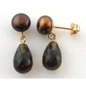   Quartz and Freshwater Brown Pearl Drop Earrings: Everything Else