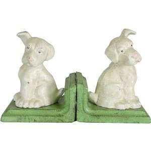  Cast Iron White Puppy Dogs Bookends: Home & Kitchen